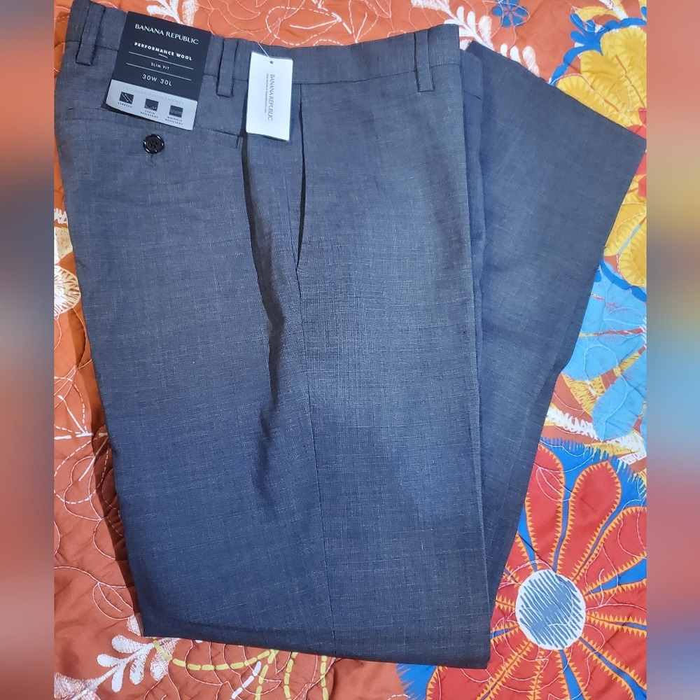 Banana Republic Charcoal Slim Fit Wool Trousers